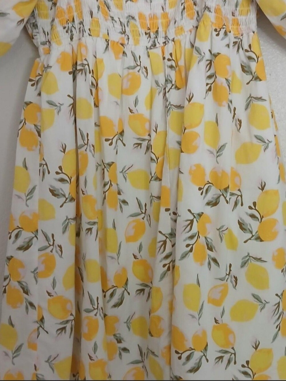 Trixxi White Dress with Yellow Lemon Print and Puff Sleeves Size L - Picture 6 of 9